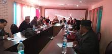 गाउँपालिका राष्ट्रिय महासंघ र नगरपालिका संघको सचिवालयको संयुक्त बैठकमा सहभागि हुँदै गाउँपालिका प्रमुख श्री लेखनाथ पोख्रेल । 